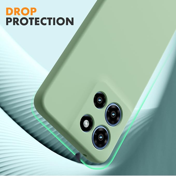 for Motorola Moto G 2025 Case, 2 Pack Tempered Glass Screen Protectors, Soft TPU Liquid Silicone Shockproof Gel Case-Matcha Green