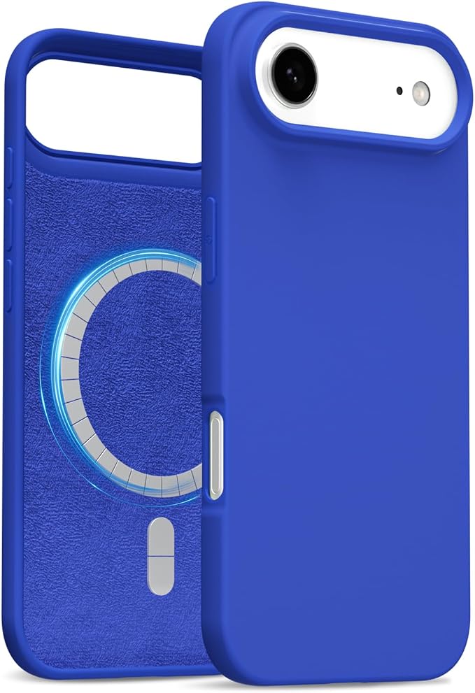 for iPhone 17 Air Case Silicone Compatible with Magsafe Case, Ultra Slim Thin Magnetic Phone Cases Mag Safe, Cute Soft Rubber Gel TPU Matte Plain Wireless Charging Cover for Women, Royal Blue
