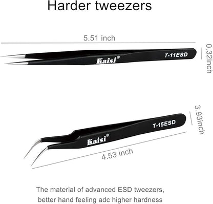 Kaisi Professional Electronics Opening Pry Tool Repair Kit with Metal Spudger Non-Abrasive Nylon Spudgers and Anti-Static Tweezers for Cellphone iPhone Laptops Tablets and More, 20 Piece