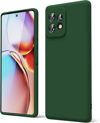 oakxco for Motorola Moto Edge Plus 2023 Case Silicone, Thin Slim Grip Soft Rubber Gel Protective Phone Case for Women, Matte Plain Solid Color Aesthetic Cute Girly Case with Camera Cover, Dark Green