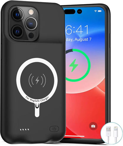 Battery Case for iPhone 14 Pro,Upgraded 10000mAh Rechargeable Portable Charging Case with Wireless Charging Compatible for iPhone 14 Pro (6.1inch) with Carplay Extend Battery Pack Charger Case (Black)