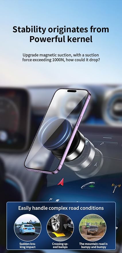 2024 New Electric Vacuum Magnetic Suction Car Phone Mount 360 Degree Rotating Rotatable Car Phone Holder,Compatible with 4.7-inch Above Smartphones