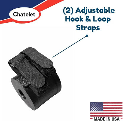 Chatelet Universal Cup Holder with Strap-On Design | Adjustable Drink Holder for Boats, Golf Carts, Pool Umbrellas, Strollers & More | Fits Cans, Bottles & Tumblers | Made in USA (Gray, Cup)