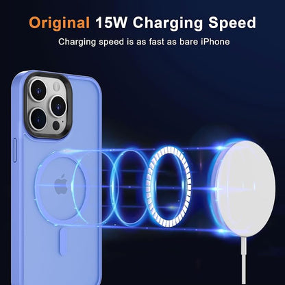 MOCCA Strong Magnetic for iPhone 13 Pro Max Case,[Compatible with Magsafe][Glass Screen Protector+Camera Lens Protector] Slim Thin Shockproof Cover Phone Case for iPhone 13 Pro Max 6.7", Blue