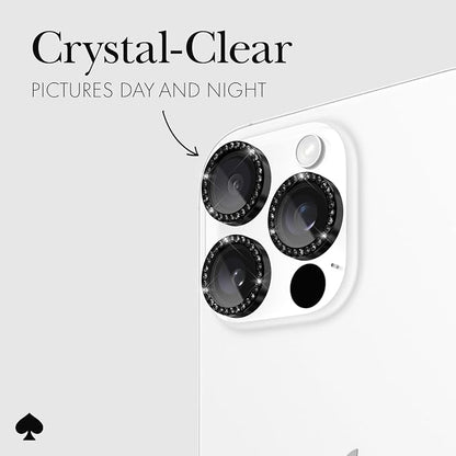kate spade new york iPhone 16 Pro Max/iPhone 16 Pro Camera Lens Protector with Aluminum Ring - Set in Stone Nightfall