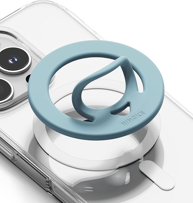 Ringke Dual Magnetic Silicone Ring [Compatible with MagSafe] Phone Grip, Dual-Sided Powerful Magnet, Lightweight (0.04 lb) & Super Slim (0.13 in) Soft Holder for iPhone, Galaxy, Pixel - Light Teal