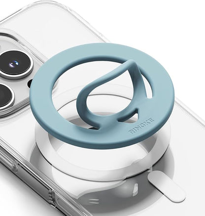 Ringke Dual Magnetic Silicone Ring [Compatible with MagSafe] Phone Grip, Dual-Sided Powerful Magnet, Lightweight (0.04 lb) & Super Slim (0.13 in) Soft Holder for iPhone, Galaxy, Pixel - Light Teal