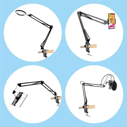 Replacement Heavy Duty C Clamp for 1/2” Base Magnifying Lamp,Desk Lamp,Swing Arm Lamp,Phone I pad Mount,Tablet Mic Holder,Table Mount Clamp for Microphone Stand Mic Boom Arm (ALU BLACK)