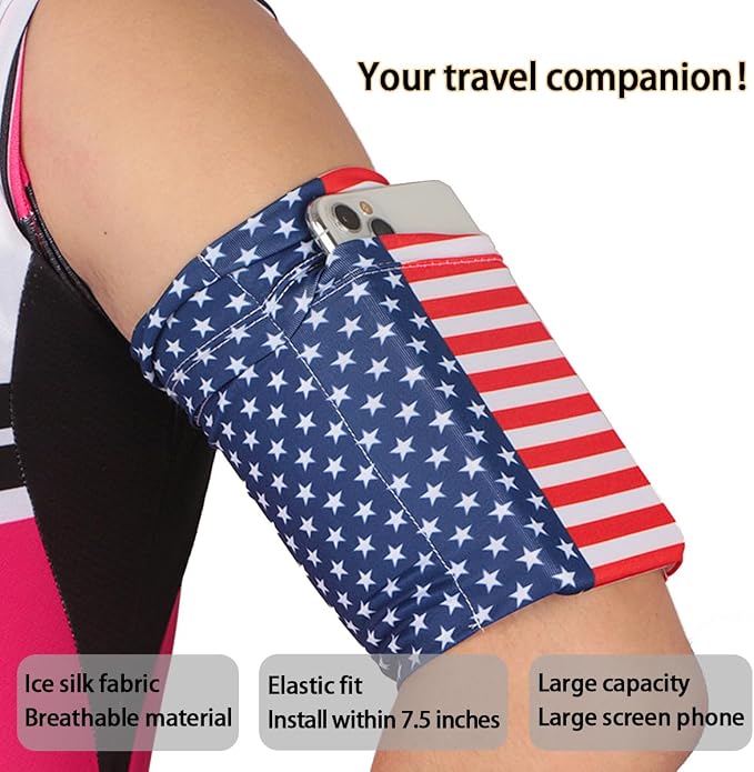 Running Phone Armband for Men Women,Universal Arm Bands for Phones Below 7.5 Inches,Waterproof Cell Phone Armband for Hiking,Running,Cycling,Climbing(Star Stripes XL)