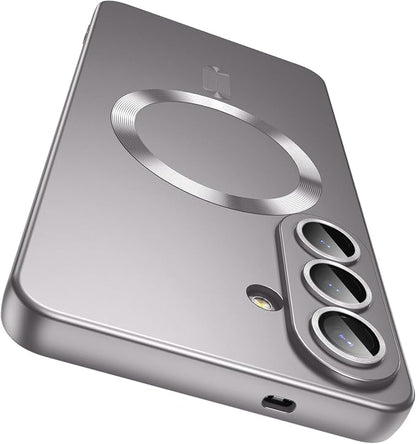 Magnetic for Samsung Galaxy S26 Case [Compatible with MagSafe][Built-in Camera Lens Protector] Slim Soft Silicone Bumper Shockproof Metallic Luster Phone Case, Gray