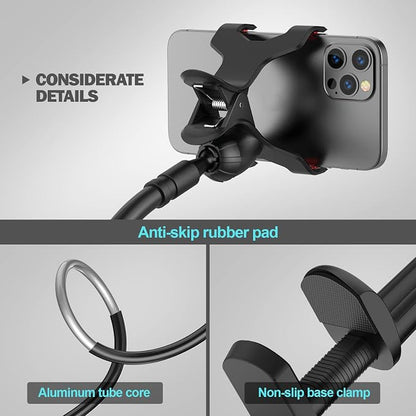 Gooseneck Phone Holder for Bed, Flexible Lazy Arm Cell Phone Holder 360 Adjustable Clamp Bracket Mount Desk for iPhone 14 Pro Max Plus 13 12 Pro Max Mini 11 Pro Xs XR X 8 Samsung S22 S21 Phones