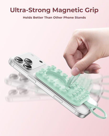 Syncwire Magnetic Suction Phone Mount for MagSafe, Silicone Octo Cup Buddy Sticky Grip Ring Holder, Hands-Free/Selfie/Video for TikTok & Instagram Influencer/Creator, iPhone Compatible,Mint Green