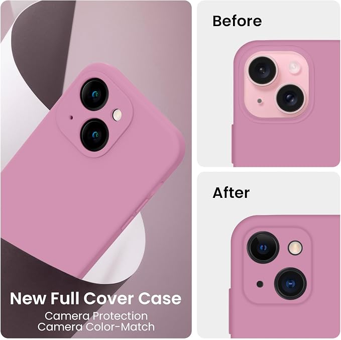 FireNova Designed for iPhone 15 Case, Silicone Upgraded [Camera Protection] Phone Case, Soft Anti-Scratch Microfiber Lining Inside, 6.1 inch, Lilac Purple