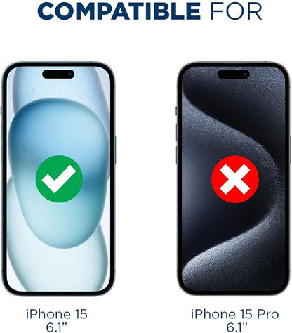 Tech Armor for Apple iPhone 15 Screen Protector Glass 6.1 inch - Ballistic Tempered, Case Friendly, Easy Install, Sensor Protection, HD, 9H Hardness, 3 Pack + Bonus Camera Lens Protectors
