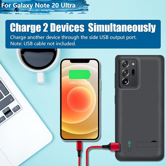 Sitong Battery Case for Samsung Galaxy Note 20 Ultra 5G, 6000mAh Rechargeable Extended Battery Charging Charger Case, Add 100% Extra Juice, Not Compatible with Galaxy S20 Ultra Black