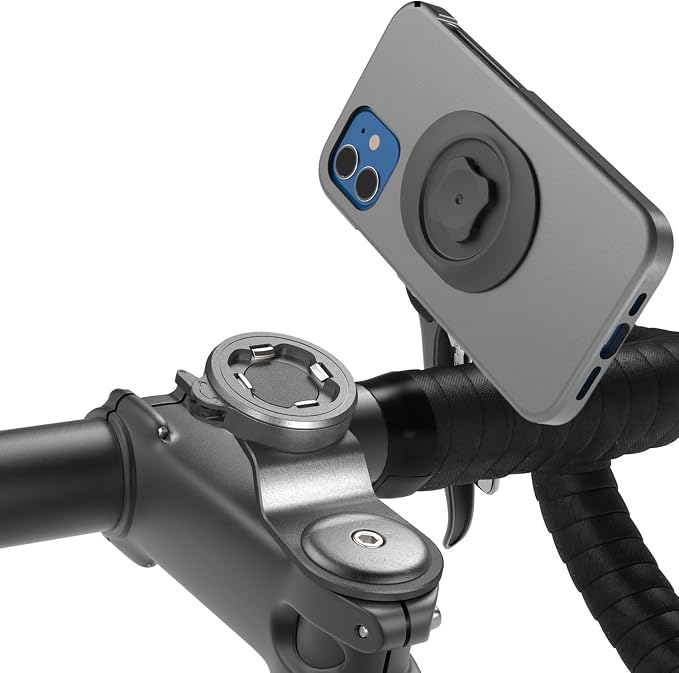 CQ Bike Phone Mount, 1s Lock/Release Bike Phone Holder for Bike Stem, Universal Aluminum Bicycle Handlebar Phone Mount, Upgraded Stable MTB Road Mountain Bike Cell Phone Clip for iPhone and More
