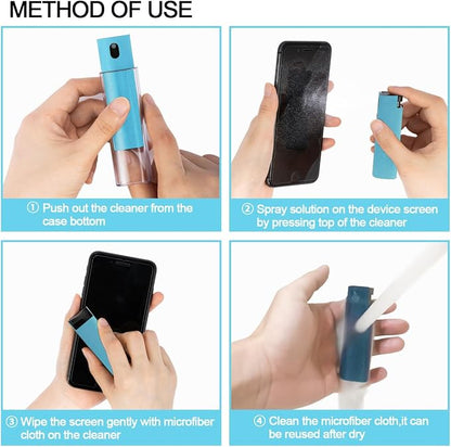 Screen Cleaner Touchscreen Mist Spray, walrfid Cleaning Kit for Electronic Phone TV, Laptop, Tablet, PC, Computer LCD Flat Screens, Eyeglasses, Compatible with iPhone iPad MacBook Pro - LightBlue