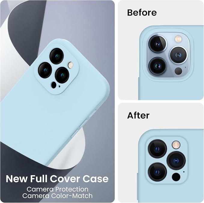FireNova Designed for iPhone 13 Pro Max Case, Silicone [Camera Protection] Phone Case, Soft Anti-Scratch Microfiber Lining Inside, 6.7 inch, Sky Blue
