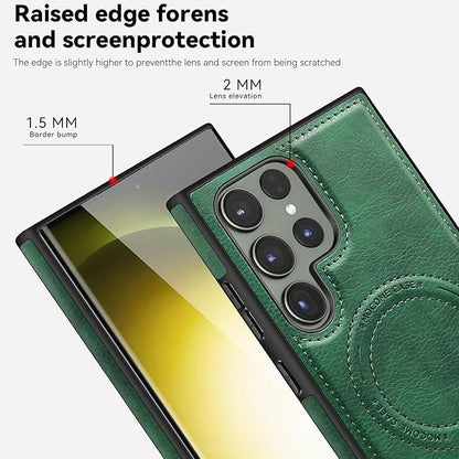Case for Samsung Galaxy S25 Ultra/S25 Plus/S25,Magnetic Wireless Charging Phone Case with Fold Kickstand Slim Leather Cover (Plus,S25PLUS)