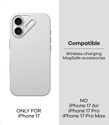 Aulumu A17 Vegan Leather iPhone 17 Case | Camera Control | Luxury Comfort | Compatible with MagSafe | Complete Wrap-Around - White