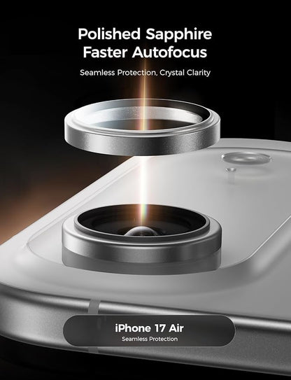 MAGIC JOHN for iPhone Air Camera Lens Protector [Alignment Kit&1:1 Invisible Fit] 9H Aerospace Tempered Glass, Ultra HD, Metal Individual Ring,Set of 2,Sliver