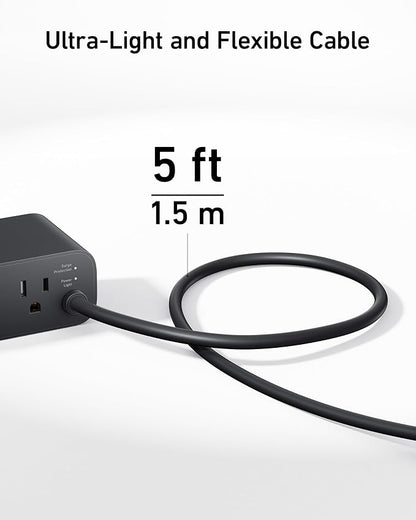 Anker Nano Charging Station(100W Max), 7-in-1 USB C Power Strip for iPhone 16/15/14 and MacBook Air/Pro, 5ft Thin Cord,3AC, 2USB A,2USB C,Power Delivery Desktop Accessory for Home&Office(Black)