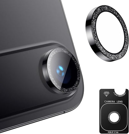 AFARER Camera Lens Protector for iPhone 17 Air – Individual Metal Cover Ring, 9H Tempered Glass Anti-Scratch, Strong Adsorption & Case Friendly [Does not Affect Night Shots] (Glitter Black)