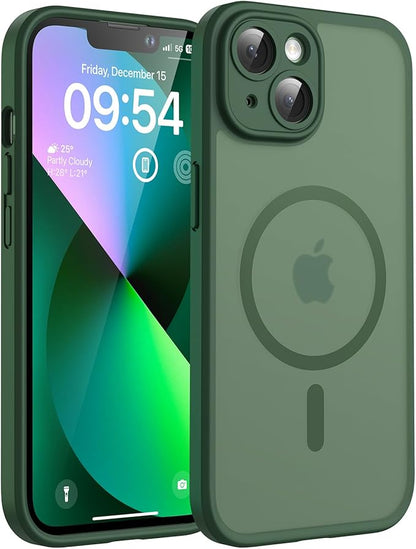 TOCOL for Phone 13 Case, Compatible with Magsafe Charger, Full Camera Protection, Drop Protection, Translucent Matte Phone Case for iPhone 13 6.1 inch (Alpine Green)