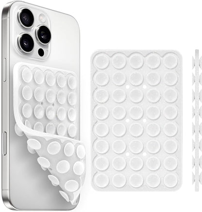 Silicone Suction Cup Phone Case Mount Double Sided, Phone Accessories Hands-Free Strong Grip Holder for Selfies and Videos (White Glitter)