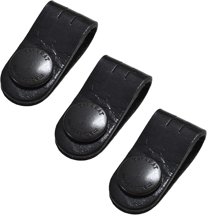 TAVARAT Cord Organizer, Cable Organizer, Charger Organizer, made in Japan, Genuine Leather, Cable Straps, Cable management, Cable Holder (Black, set of 3)