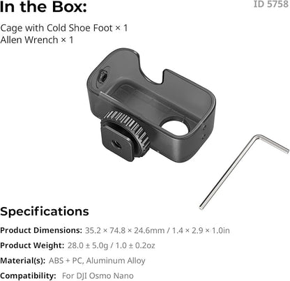 SmallRig Case for DJI Osmo Nano with Cold Shoe Mount, Horizontal-to-Vertical Shooting, for DJI Osmo Nano Sports Camera Accessories, Connect to Camera and Case with Cold Shoe