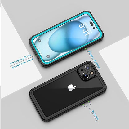 Lanhiem for iPhone 15 Case, IP68 Waterproof Dustproof Shockproof Cases with Built-in Screen Protector, 360 Full Body Protective Heavy Duty Rugged Phone Cover for iPhone 15-6.1 inch (Blue)