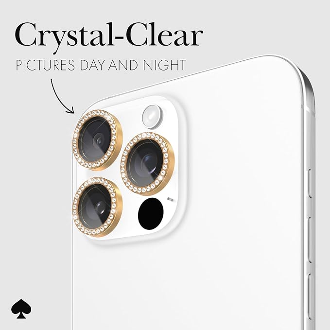 kate spade new york iPhone 16 Pro Max/iPhone 16 Pro Camera Lens Protector with Aluminum Ring - Set in Stone Gold
