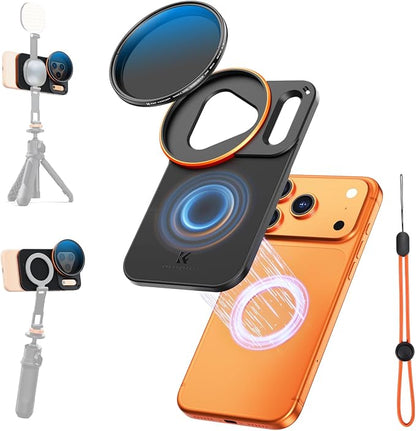 K&F CONCEPT Double-Sided Magnetic Lens Filter Mount Adapter with 58mm Variable ND2-32 Filter, Compatible with iPhone 17 Pro and 58mm Threaded Filters, VND Filter Compatible with iPhone Camera Lens