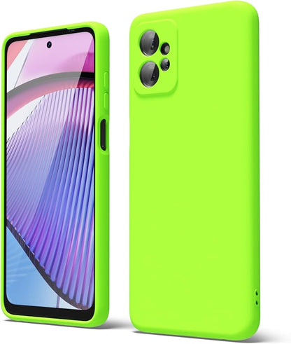 oakxco for Motorola Moto G Power 5G 2023 Phone Case Liquid Silicone, Neon Bright Solid Color, Thin Slim Soft Rubber Gel Matte TPU Plain Simple Cover for Women, Lime Neon Green