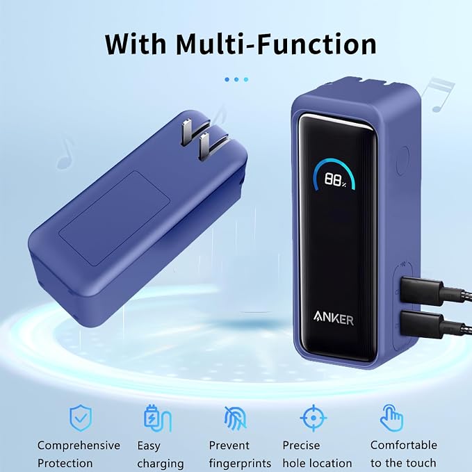 NOUKAJU Case for Anker Prime Power Bank 9600mAh 65W Output Silicone Protective Cover, Drop-Proof,Scratch-Proof,Shock-Proof,Protective Case for Anker Prime Power Bank 9600mAh(Blue)