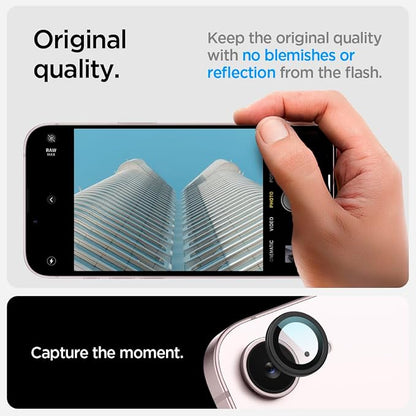 Spigen Camera Lens Screen Protector [GlasTR Optik Pro] designed for iPhone 17e, iPhone 16e - Black [2 Pack]