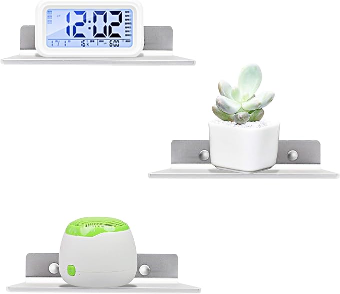 SinLoon 6 Inch Small Shelf in Flat Satin Aluminum Bathroom Shelf Wall Mount for Small Speaker Smartphone, Tablet, Toiletries (Silver)