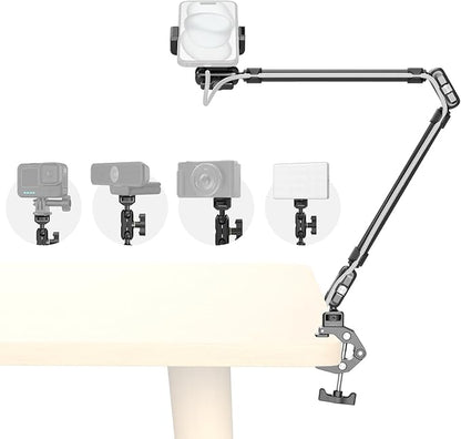 SmallRig 25.9" Magic Arm with Super Clamp, Overhead Phone Mount, Flexible Desk Camera Mount with 1/4" Screw and Cable Clip, Max Load 2.2lb, for iPhone, Action Camera, Video Light, Webcam, Mic - 5625