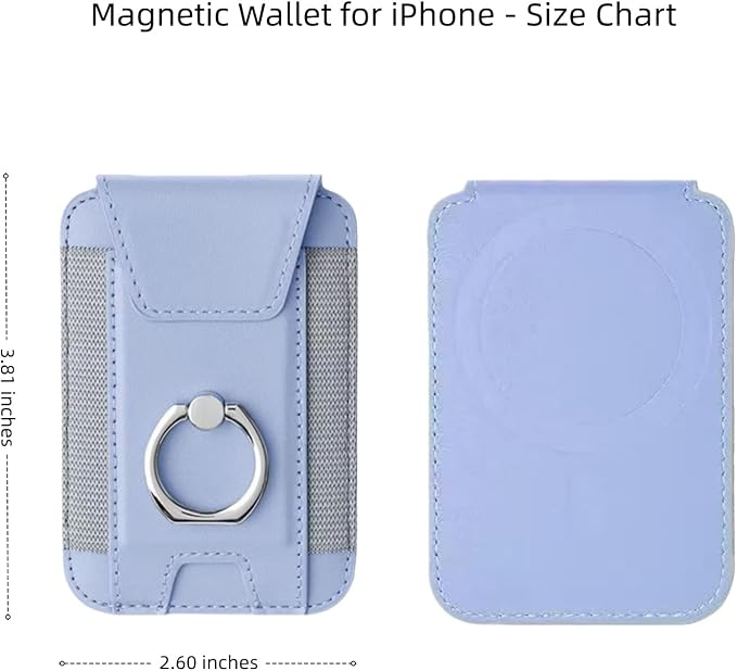 for Magsafe Wallet, Slim Magnetic Card Wallet with Grip, 7 Cards Holder RFID Blocking, Ring Stand Stick on Wallet with Privacy Flap (Light Purple)