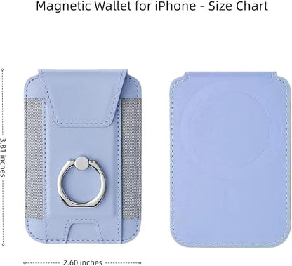 for Magsafe Wallet, Slim Magnetic Card Wallet with Grip, 7 Cards Holder RFID Blocking, Ring Stand Stick on Wallet with Privacy Flap (Light Purple)