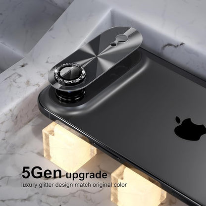 Choiche Compatible for iPhone 17 Air Camera Lens Protector, Bling Camera Cover with 9H Tempered Glass Lens Screen Protector Metal Ring Decoration Accessories 6.5-inch (Light-Black)