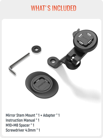 sincetop Motorcycle Rearview Mirror Phone Mount - Series Q [ Quad ] - Motorbike Phone Holder,Quick Release Aluminum Moto ATV Scooter Cell Phone Stand