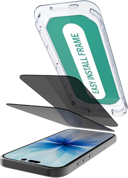 Smartish® iPhone 17 Pro Privacy Screen Protector - Tuff Sheet - 2-Pack Tempered Glass Screen Protectors - [Scratch Resistant] 9H Anti Spy with Easy Install Frame - for Apple iPhone 17 Pro