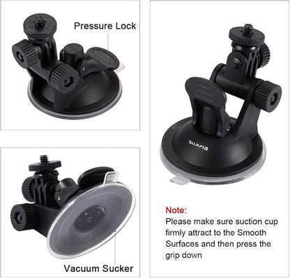 PULUZ Suction Cup Mount for Gopro Car Mount, Adjustable Vehicle Window & Windshield Mount Holder, Compatible with GoPro Hero 12 11 10 9 8 7/Insta360 X3 x2/DJI OSMO Action Camera Mount