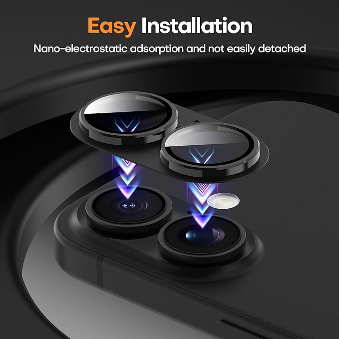 Jeluse Compatible with iPhone 17 Camera Lens Protector, Metal Aluminum Alloy Ultra Clarity Tempered Glass Camera Screen Protector