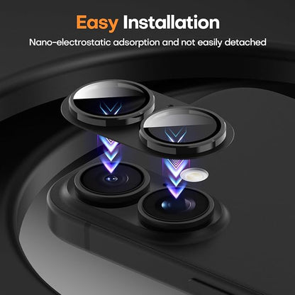 Jeluse Compatible with iPhone 17 Camera Lens Protector, Metal Aluminum Alloy Ultra Clarity Tempered Glass Camera Screen Protector