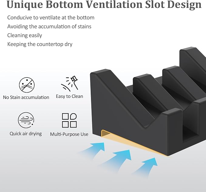 Silicone Soap Dish - 1 PCS Extended Self Draining Soap Holder for Shower, Bathroom and Bathtub with Drainage - Black