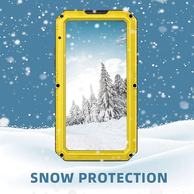 Mitywah Waterproof Case for iPhone XR, Heavy Duty Shockproof Case with Built-in Screen Protector, Full Body Underwater Protective Metal Case 6.1 inch, Yellow