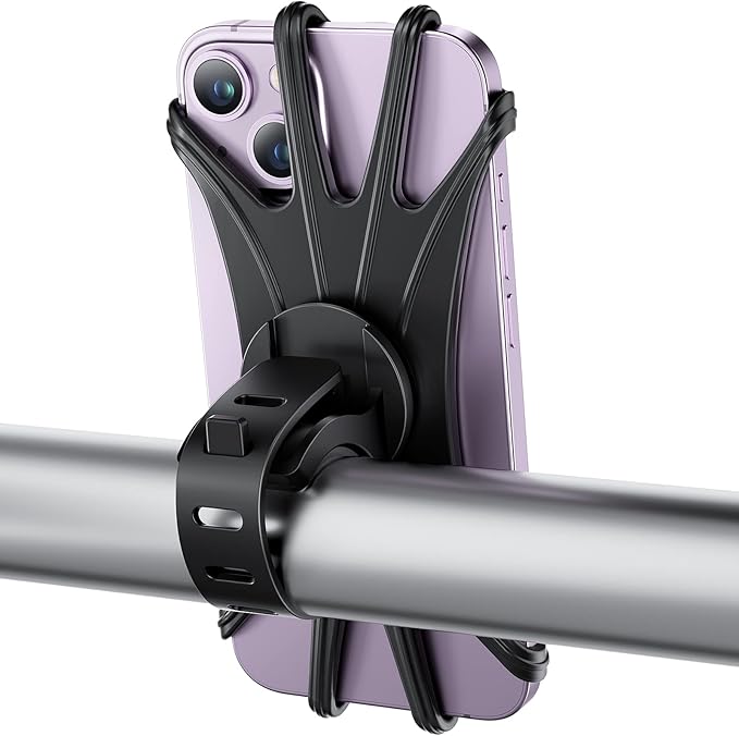 VUP Bike Phone Mount, Universal Bike Cell Phone Holder, 360° Rotatable, Silicone Bicycle Phone Mount Compatible with iPhone 15/14/13/Pro Max/Pro/mini/12/11/Xs/Max/Xr/X/7/8/Plus, 4.0''~6.7'' Cellphones